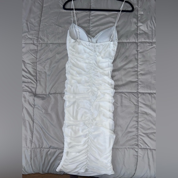 White Ruched Dress - Picture 3 of 4